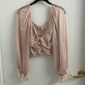 Pink long Sleeve Shirt with silver dots